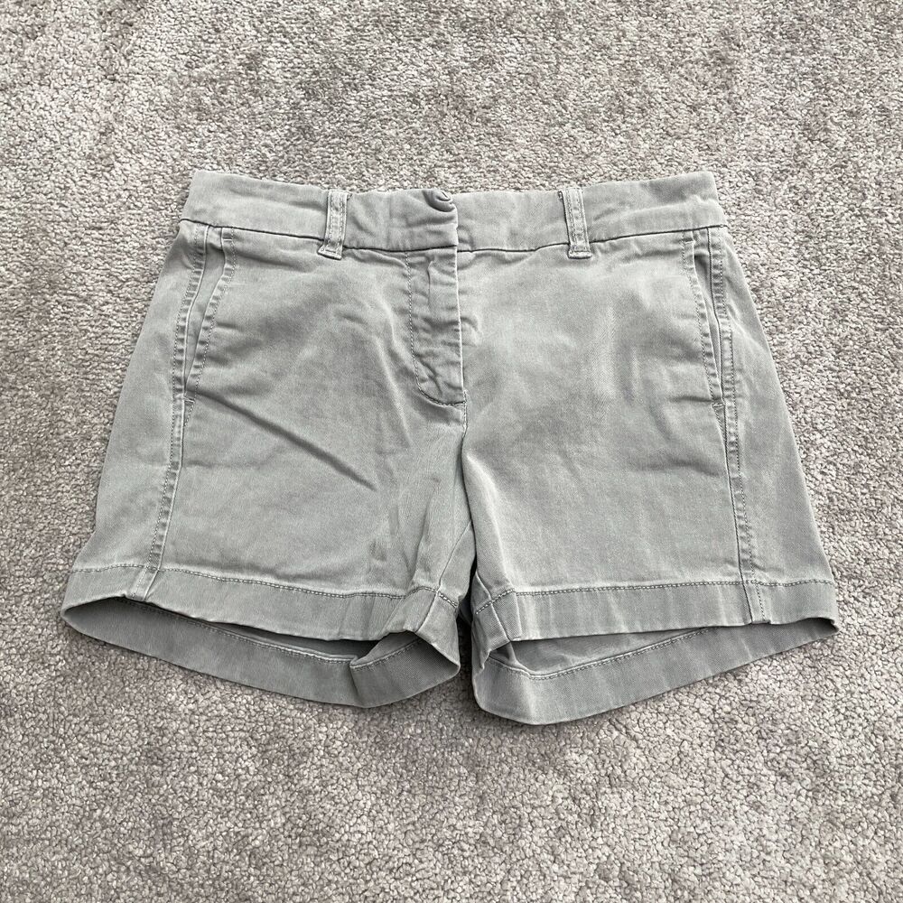 J.Crew Chino Shorts Womens 00 Gray Mid Rise Cotton Pockets Casual Outdoor 27x4